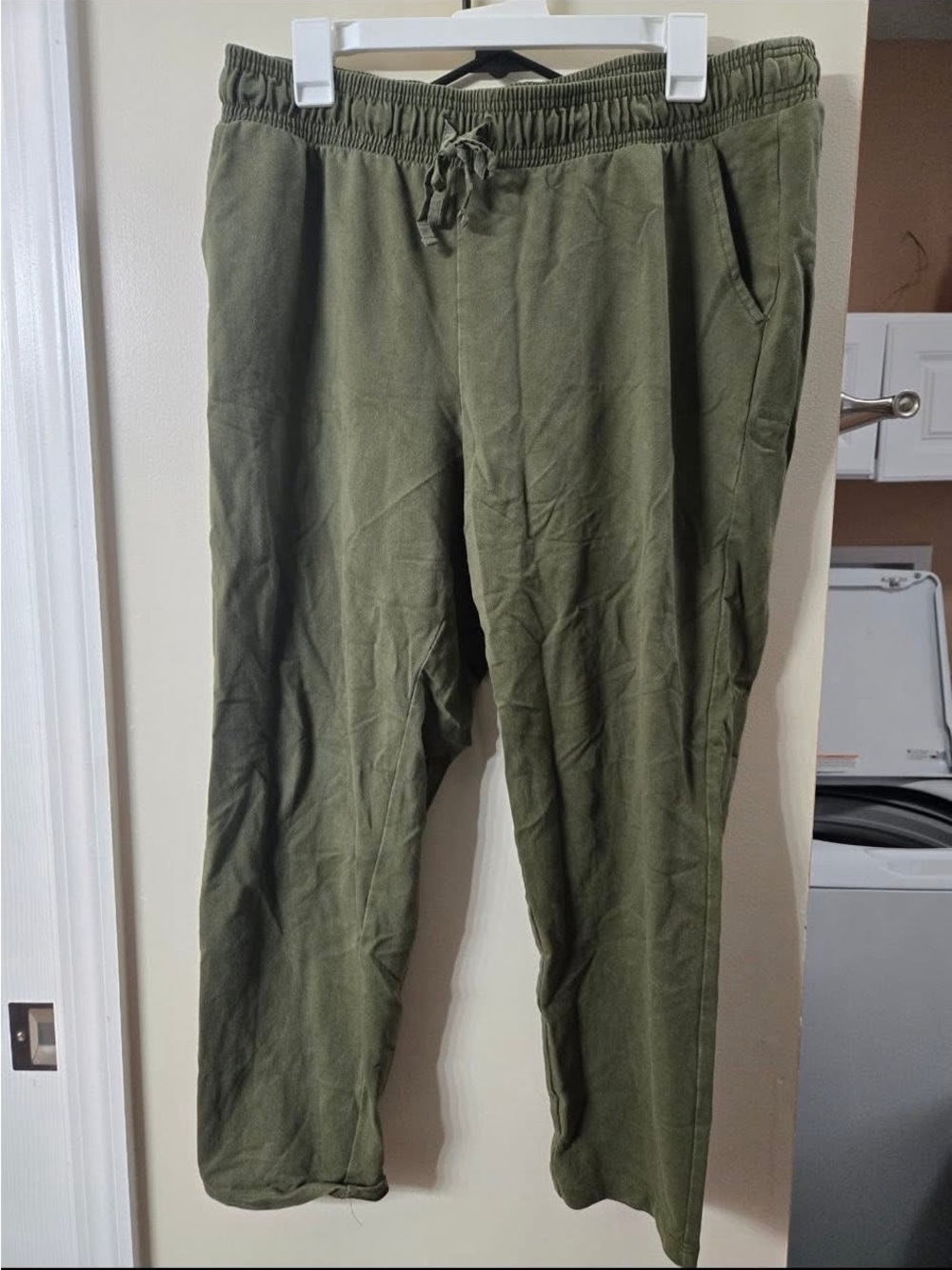 Women's Olive Green Straight Leg Drawstring Pants